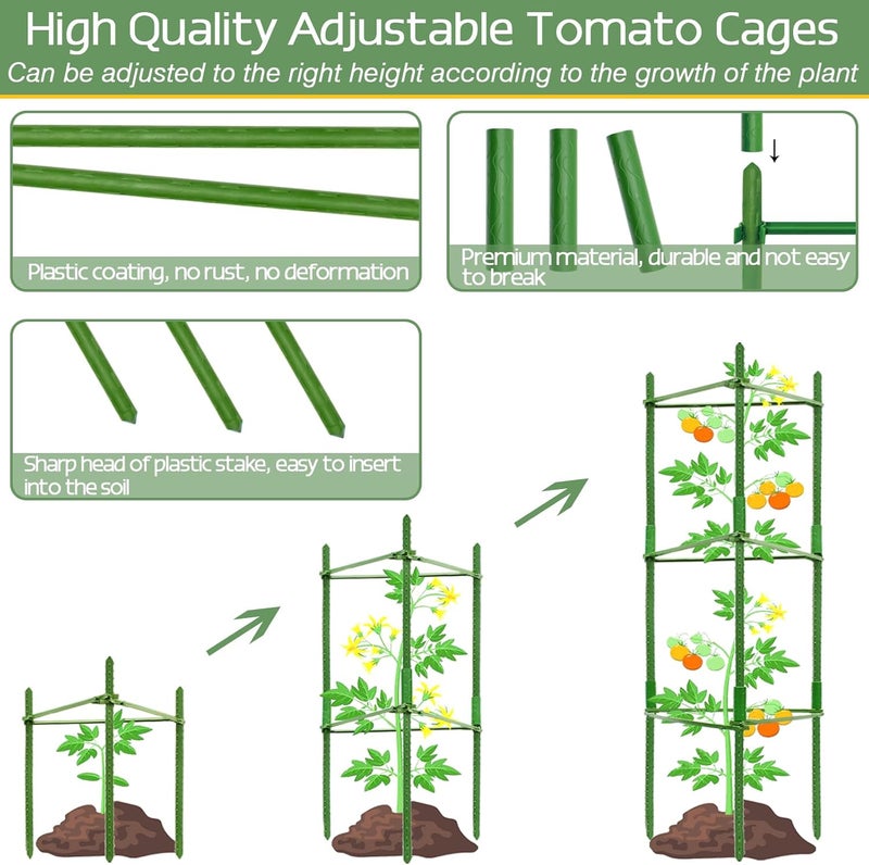 Halatool 2 Pack Tomato Cages for Garden,Up to 48in(4FT) Adjustable Tomato Cage,Garden Stakes Tomato Trellis for Pots,Tomato Plant Support for Raised Garden Bed&Climbing Vegetables Flowers(Green) - Image 3